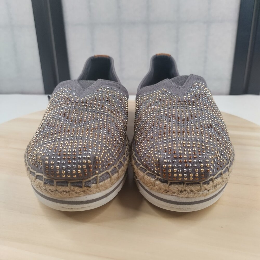 Skechers BOBS Breeze Moonbeam Stars Gray Canvas Espadrille Sneakers Women US 7.5 - Picture 4 of 13
